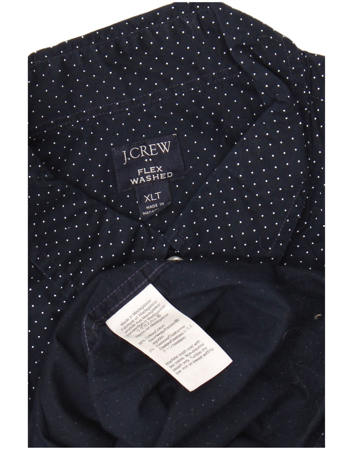 J. CREW Mens Tall Shirt XL Navy Blue Spotted Cotton