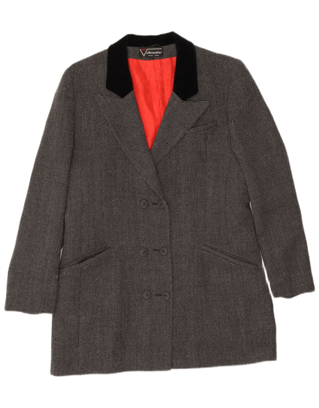 Clementino Womens Double Breasted Blazer Jacket EU 36 Small Grey Wool