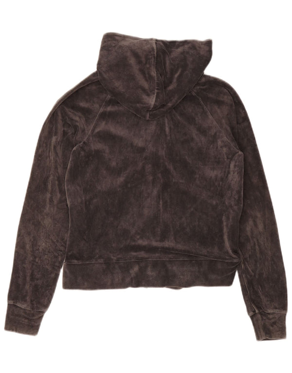 Nike Womens Velour Zip Hoodie Sweater UK 10/12 Medium Grey Cotton