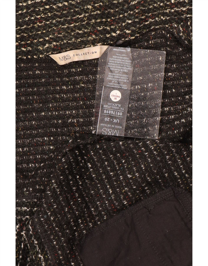 Marks & Spencer Womens Open Cardigan Sweater UK 20 2XL Black Flecked