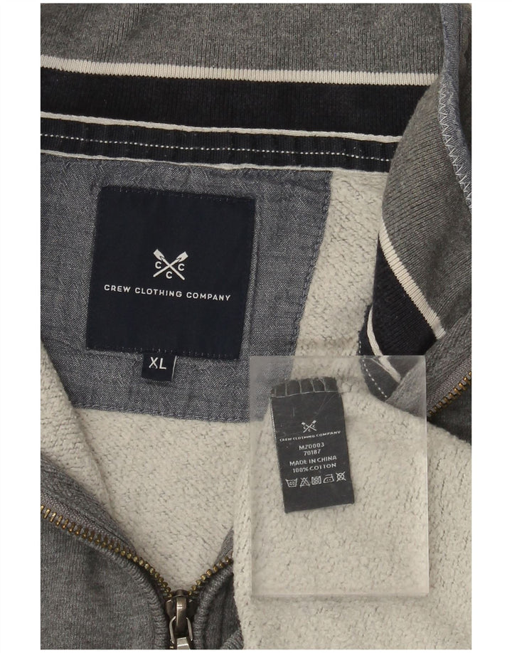CREW CLOTHING Mens Zip Neck Sweatshirt Jumper XL Grey Cotton