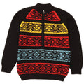 Vintage Mens Zip Neck Jumper Sweater Medium Black Fair Isle