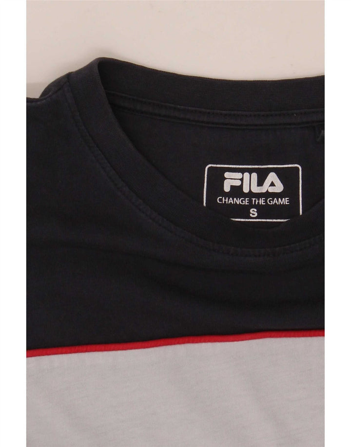 Fila Mens Graphic T-Shirt Top Small Navy Blue Colourblock