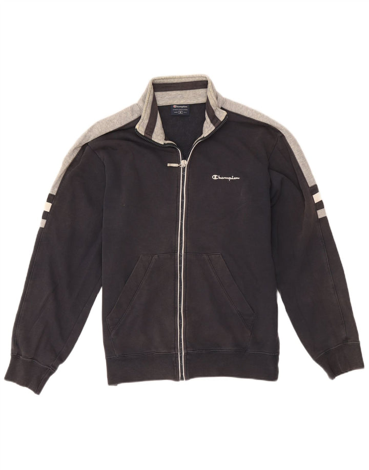 Champion Womens Tracksuit Top Jacket UK 14 Medium Navy Blue Colourblock