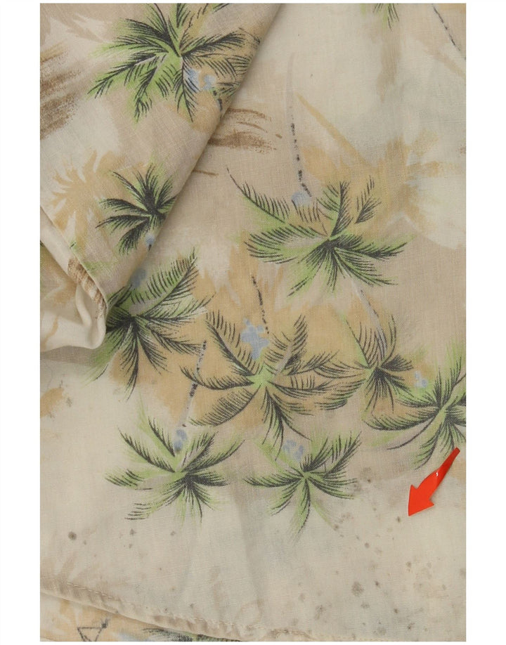 IDENTIC Mens Short Sleeve Shirt Size 41/42 Large Beige Floral Cotton