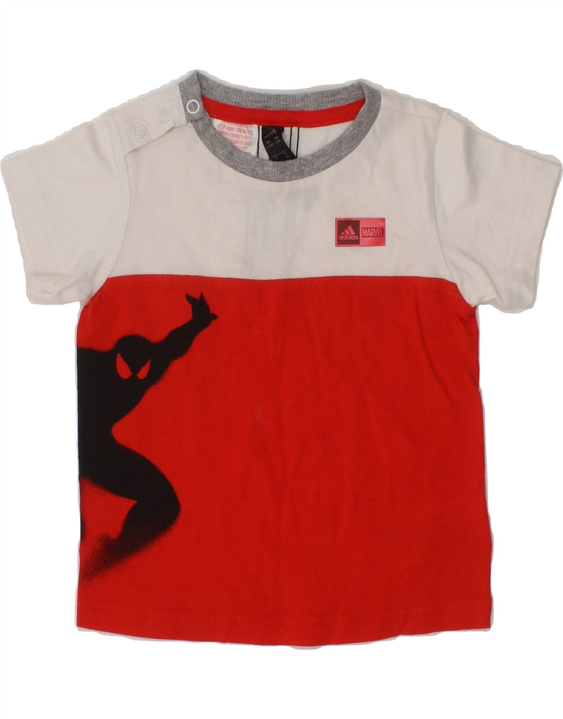 ADIDAS Baby Boys Graphic T-Shirt Top 9-12 Months Red Colourblock Cotton Vintage Adidas and Second-Hand Adidas from Messina Hembry 
