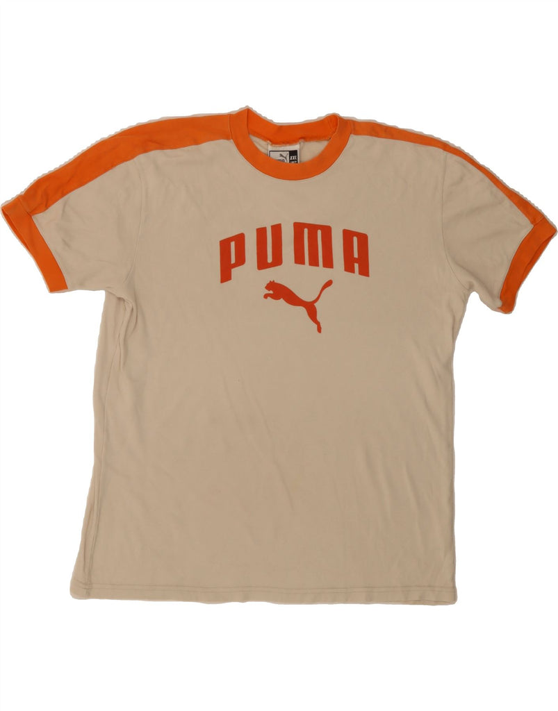 PUMA Womens Graphic T-Shirt Top UK 20 2XL White Colourblock Cotton Vintage Puma and Second-Hand Puma from Messina Hembry 