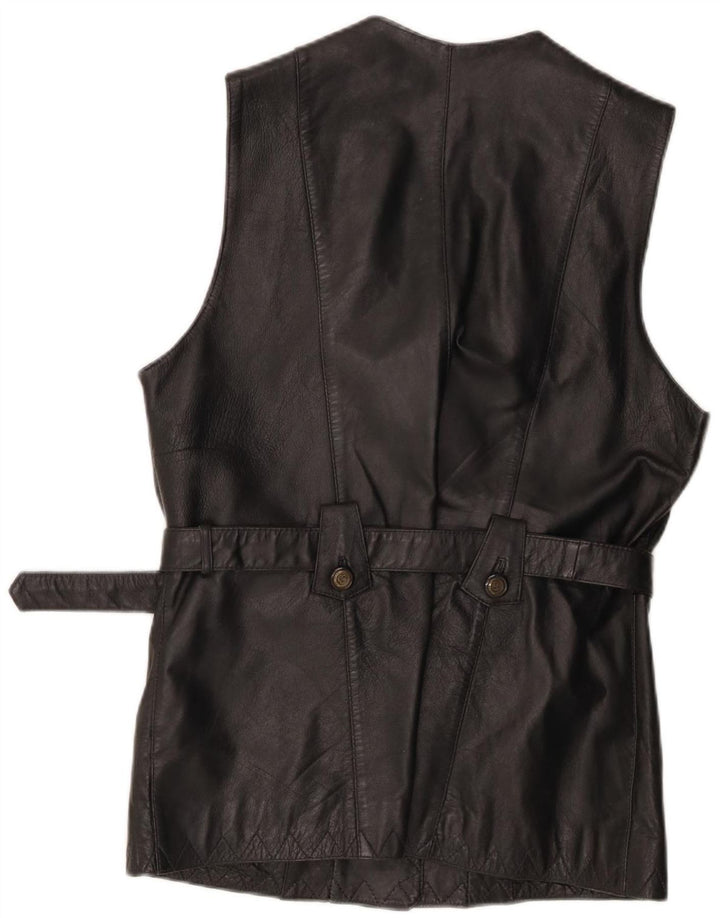 New Fast Womens Leather Gilet EU 38 Medium Black Leather