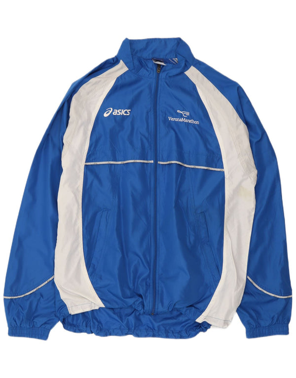 Asics Mens Graphic Tracksuit Top Jacket XL Blue Colourblock Microfibers
