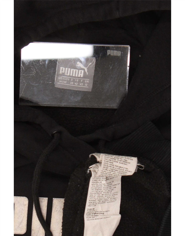 Puma Womens Graphic Hoodie Jumper UK 12 Medium Black Polyester
