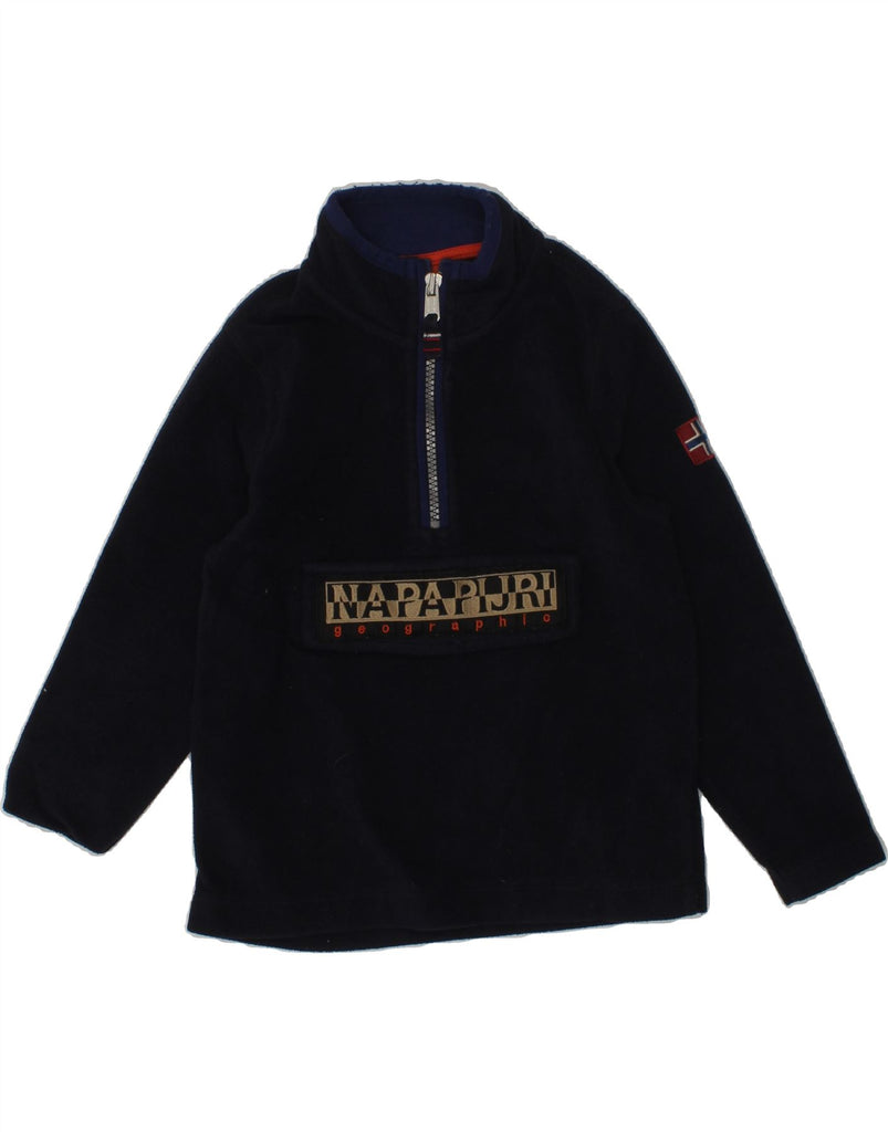 NAPAPIJRI Boys Zip Neck Fleece Jumper 3-4 Years Navy Blue Polyester | Vintage Napapijri | Thrift | Second-Hand Napapijri | Used Clothing | Messina Hembry 