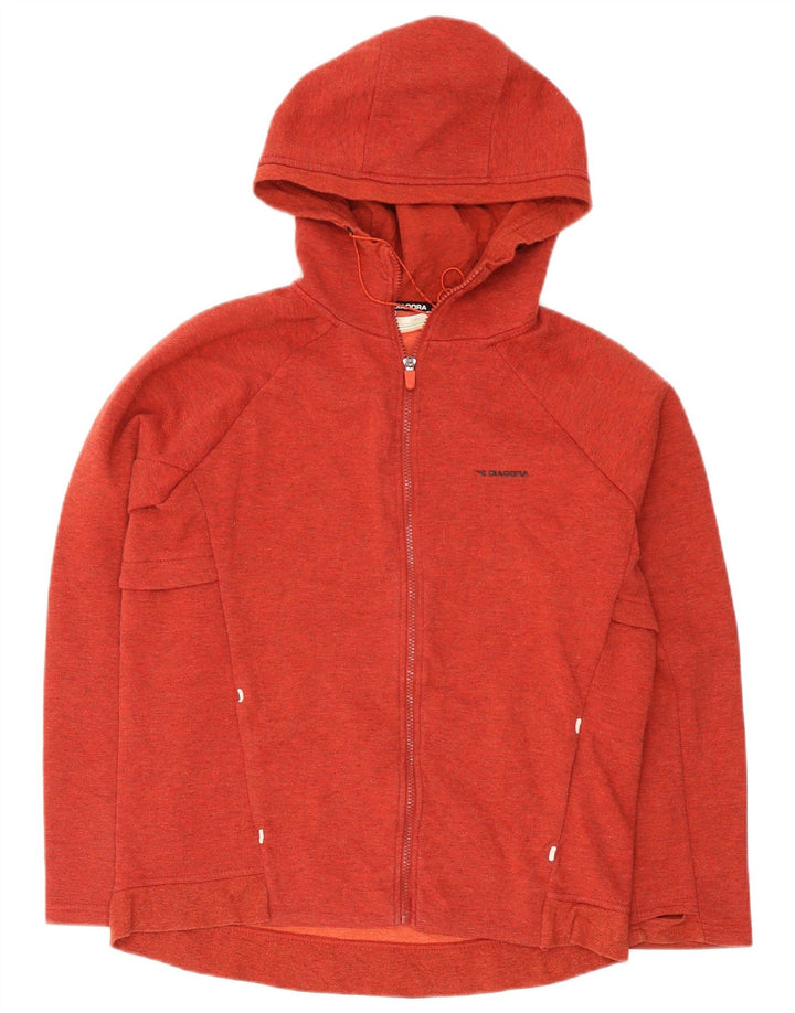 Diadora Mens Zip Hoodie Sweater Medium Red Flecked Cotton