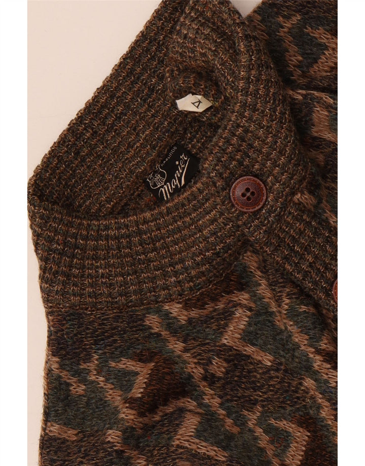 Mapier Mens Cardigan Sweater Large Brown Geometric