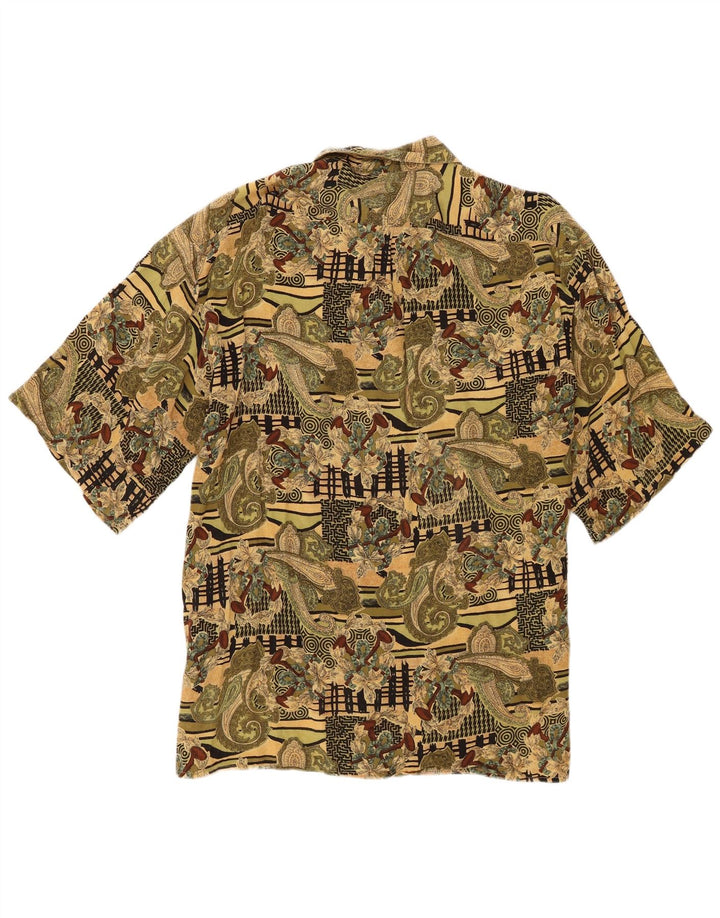 Vintage Mens Short Sleeve Shirt 2XL Khaki Paisley