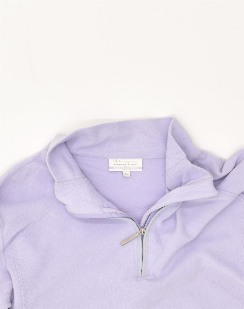 CHAMPION Womens Zip Neck Fleece Jumper UK 14 Large Purple Polyester | Vintage Champion | Thrift | Second-Hand Champion | Used Clothing | Messina Hembry 