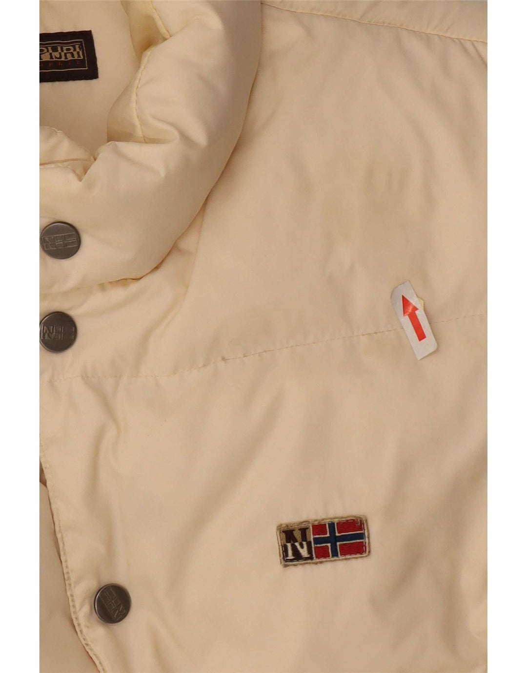 Napapijri Mens Graphic Padded Gilet UK 38 Medium Off White Polyamide