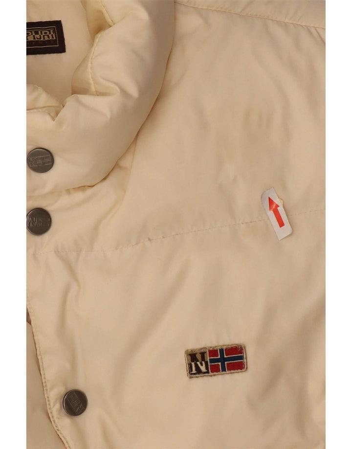 Napapijri Mens Graphic Padded Gilet UK 38 Medium Off White Polyamide