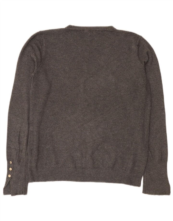 Zara Womens Crew Neck Jumper Sweater UK 14 Large Grey Viscose