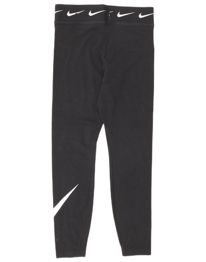 Nike Womens Graphic Leggings UK 12 Medium Black Cotton