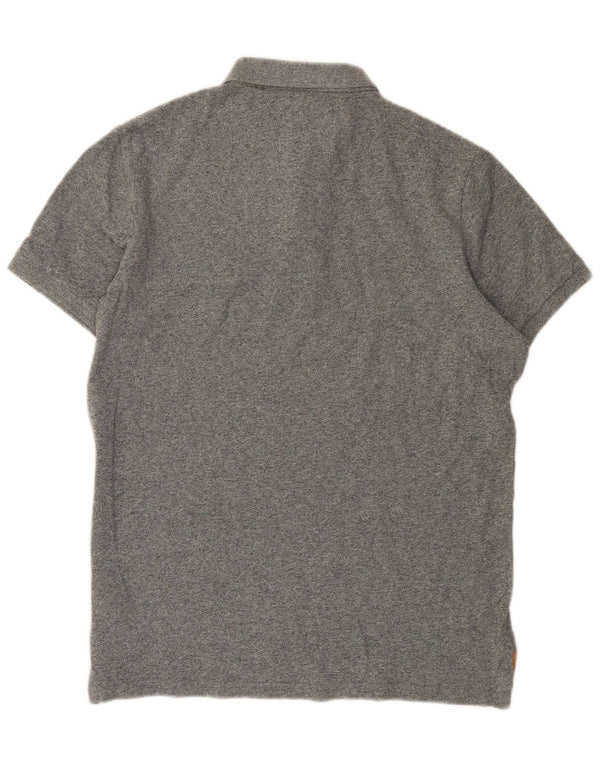 Superdry Mens Graphic Polo Shirt Large Grey Flecked Cotton