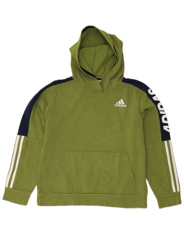 Adidas Boys Graphic Hoodie Jumper 14-15 Years Large Green Colourblock