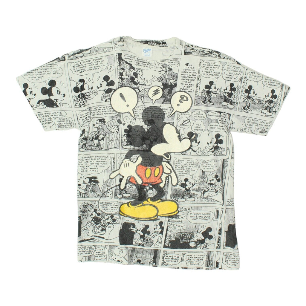 Mickey Mouse Comic Strip All Over Print Mens White Tshirt | Vintage 90s VTG | Vintage Messina Hembry | Thrift | Second-Hand Messina Hembry | Used Clothing | Messina Hembry 