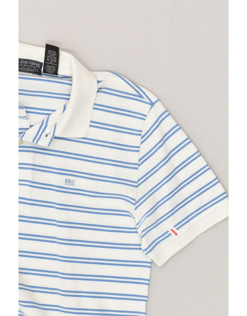 RALPH LAUREN Mens Polo Shirt Small White Striped Cotton | Vintage Ralph Lauren | Thrift | Second-Hand Ralph Lauren | Used Clothing | Messina Hembry 