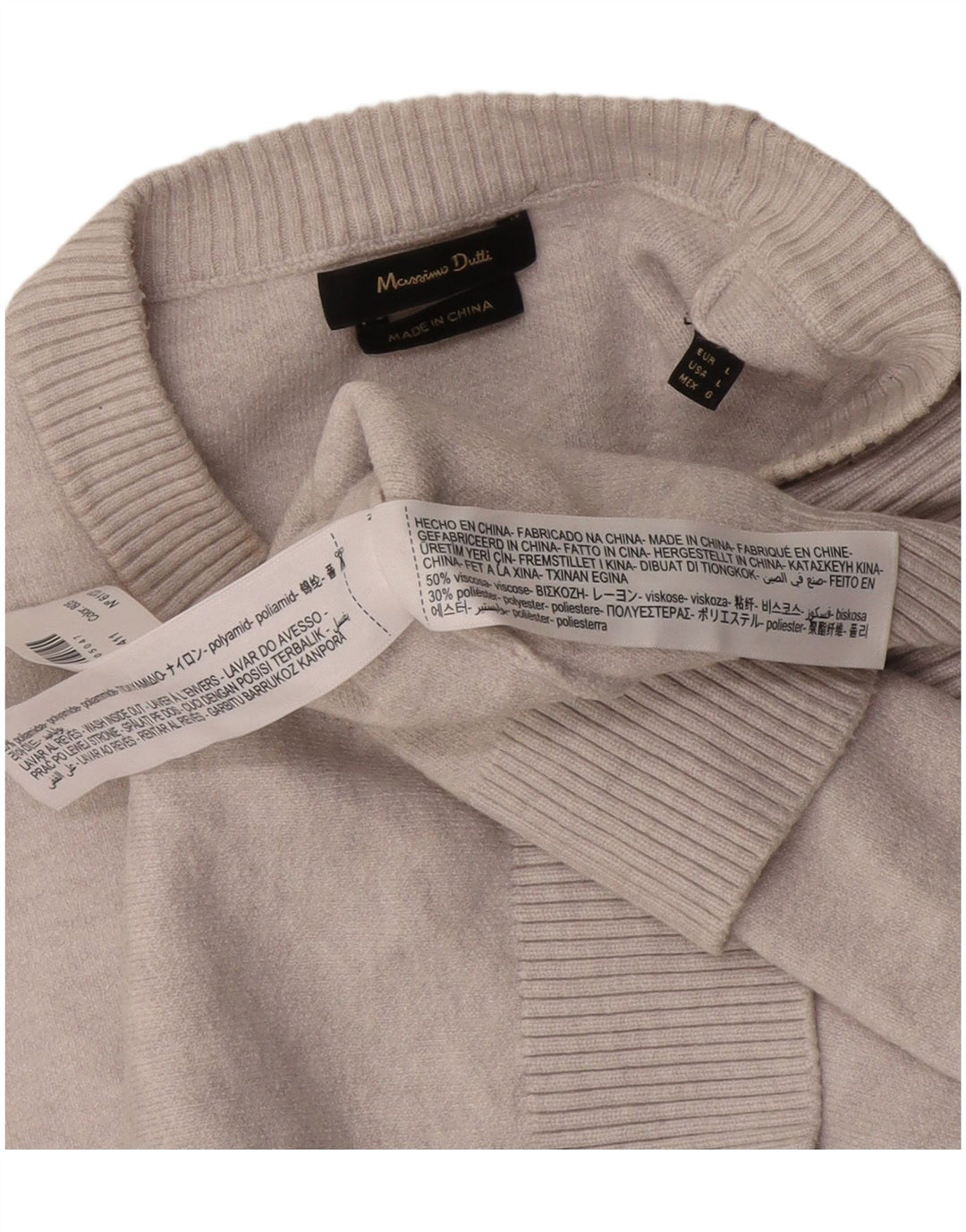 Massimo Dutti Mens Crew Neck Jumper Sweater Large Grey Polyamide