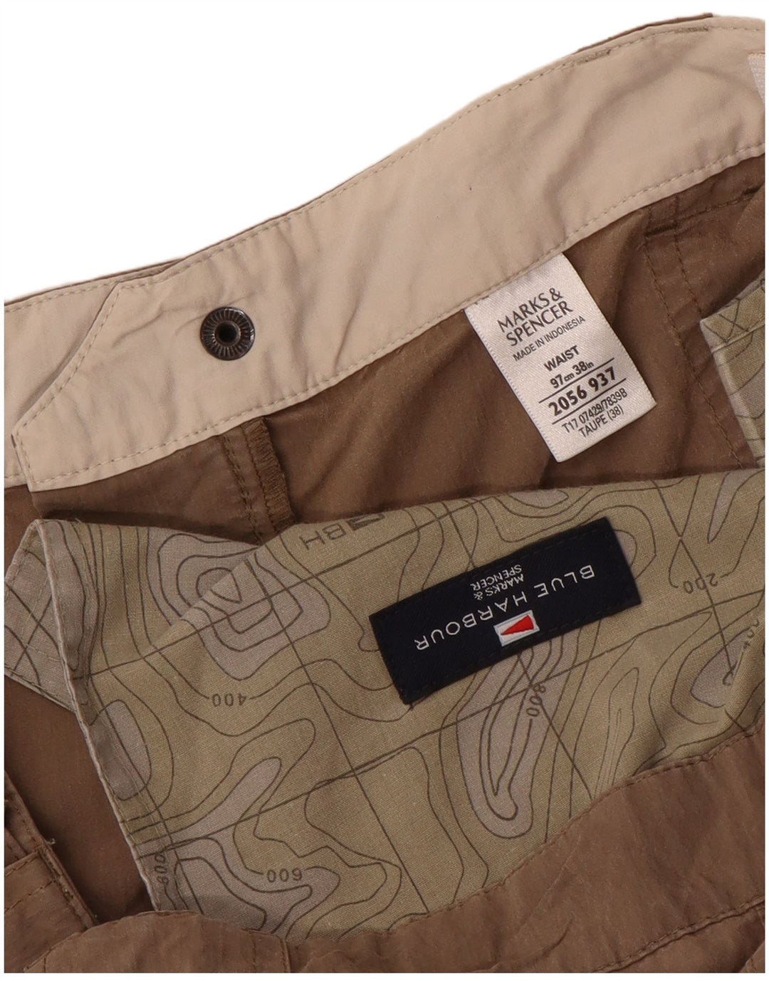 Marks & Spencer Mens Blue Harbour Cargo Shorts W38 XL Beige Cotton