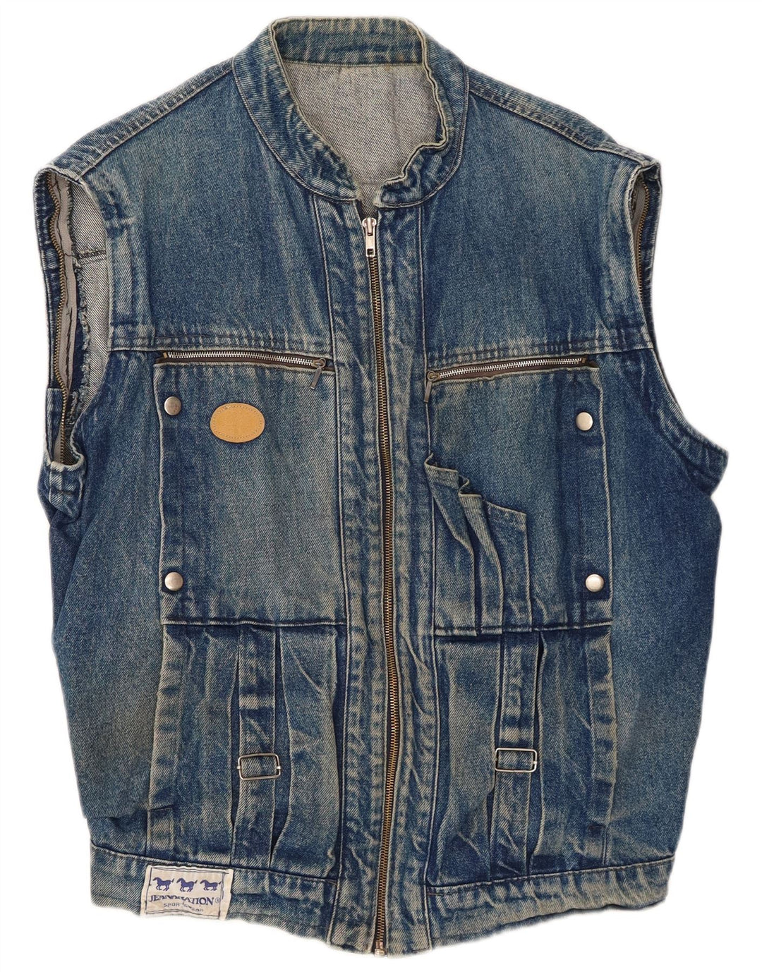 Vintage Mens Denim Gilet UK 42 XL Blue