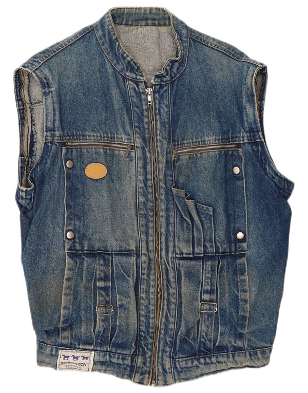 Vintage Mens Denim Gilet UK 42 XL Blue