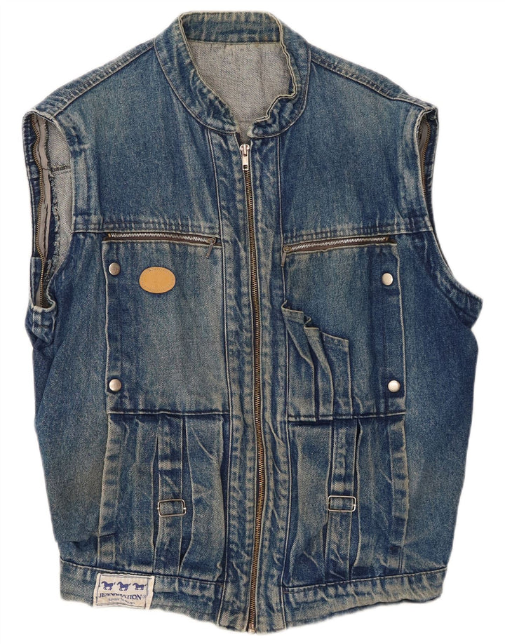 Vintage Mens Denim Gilet UK 42 XL Blue
