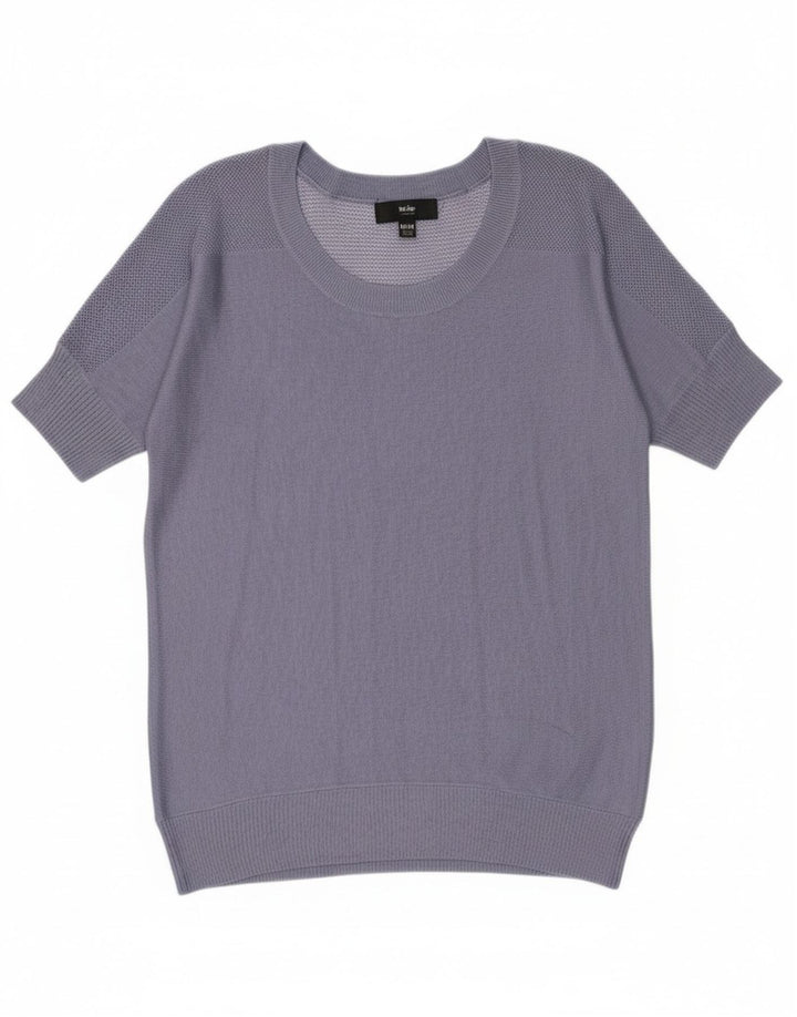 MOSSIMO Womens Short Sleeve Boat Neck Jumper Sweater UK 14 Medium Blue