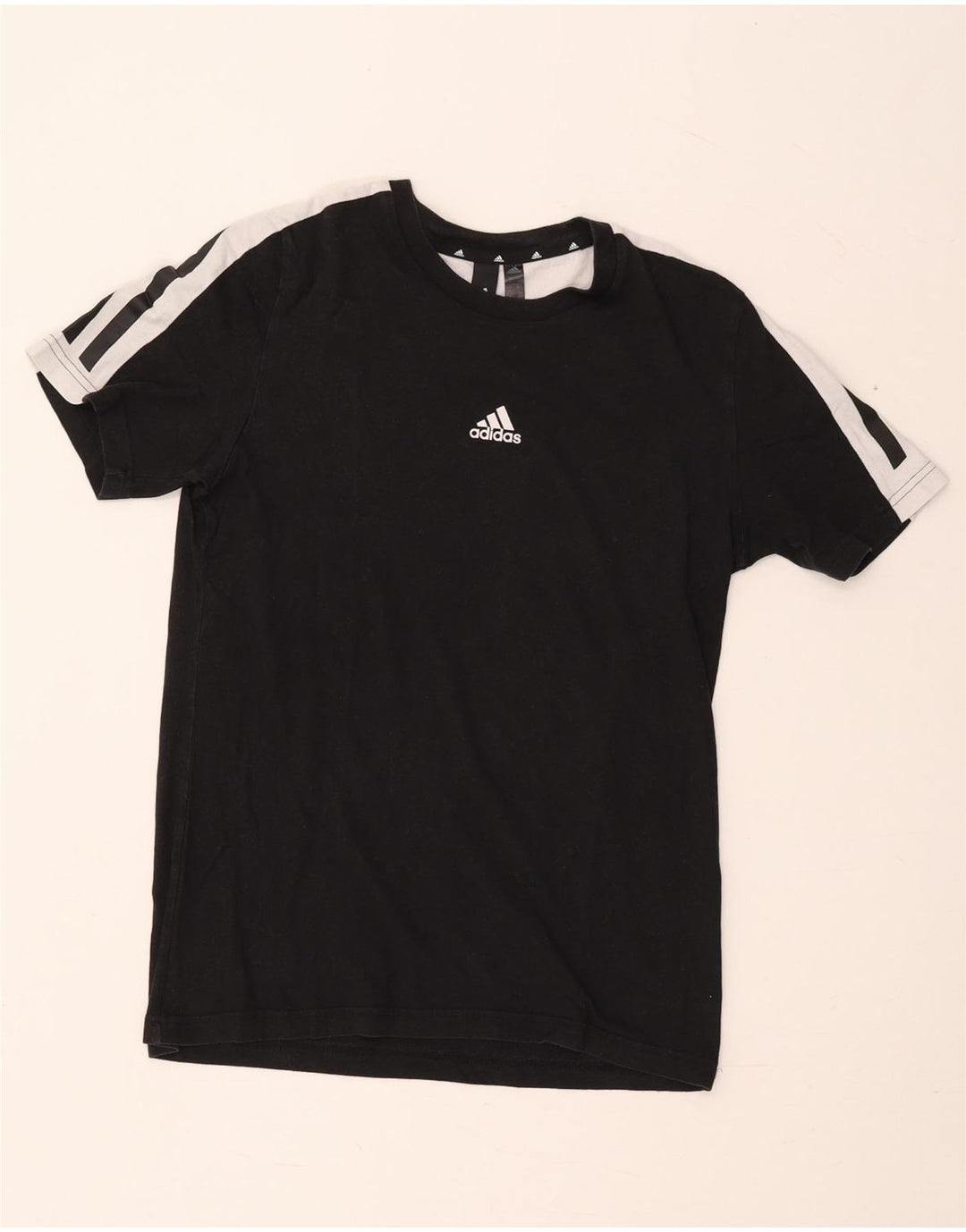Adidas Mens T-Shirt Top Small Black Colourblock Cotton
