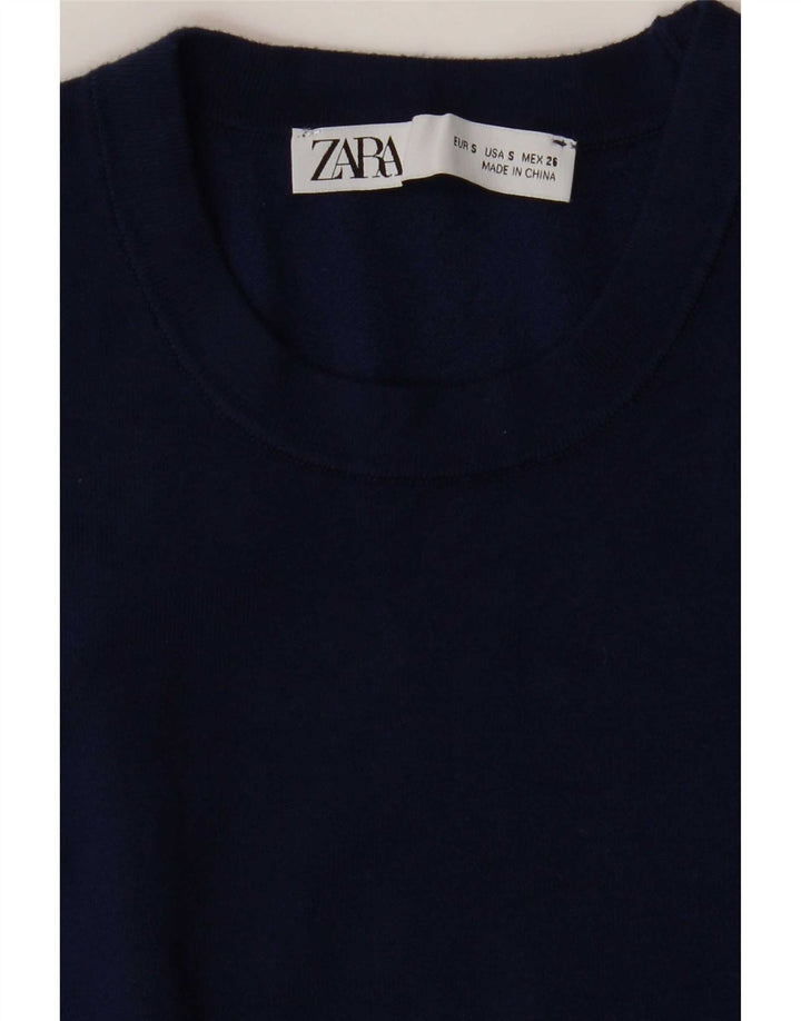 Zara Womens Vest Tank Top UK 10 Small Navy Blue