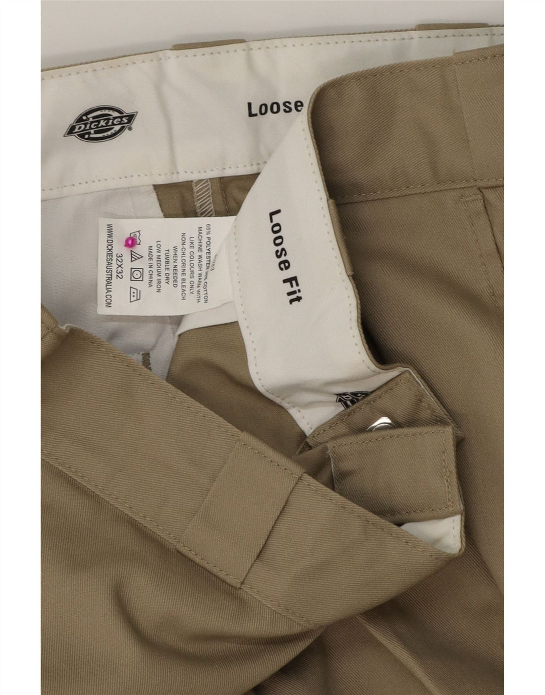 DICKIES Mens Loose Fit Cargo Trousers W32 L32 Beige Polyester