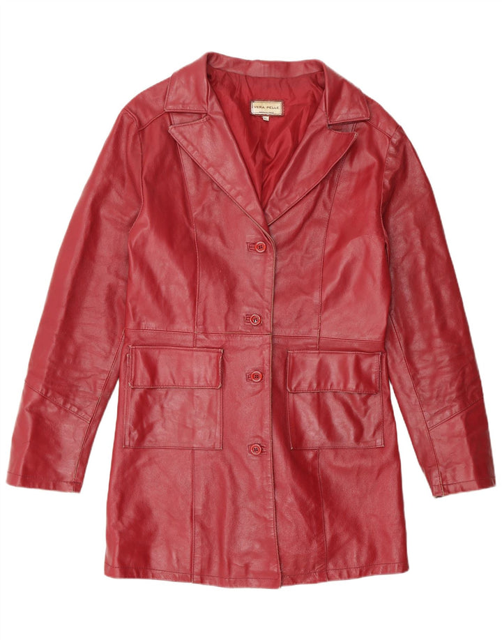 Vintage Womens Leather Coat UK 18 XL Red Leather