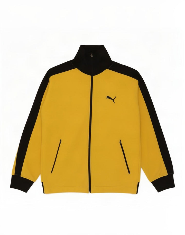 Puma Mens Tracksuit Top Jacket Large Yellow Colourblock Polyester