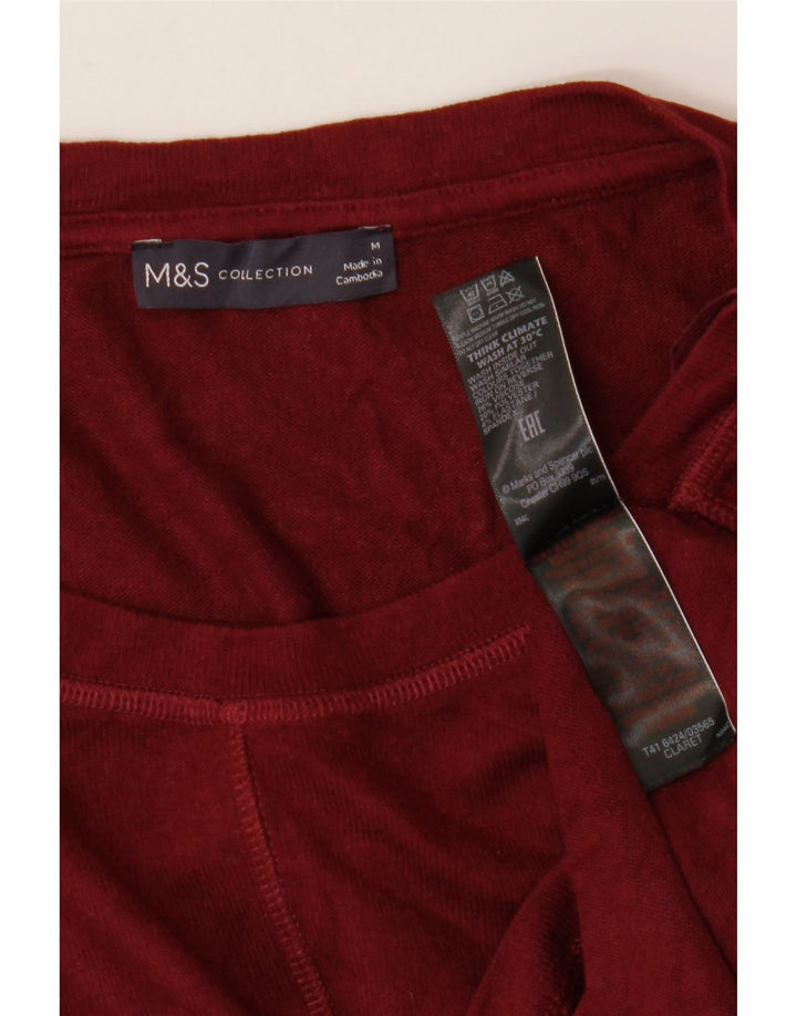 Marks & Spencer Womens T-Shirt Top UK 14 Medium Burgundy Viscose