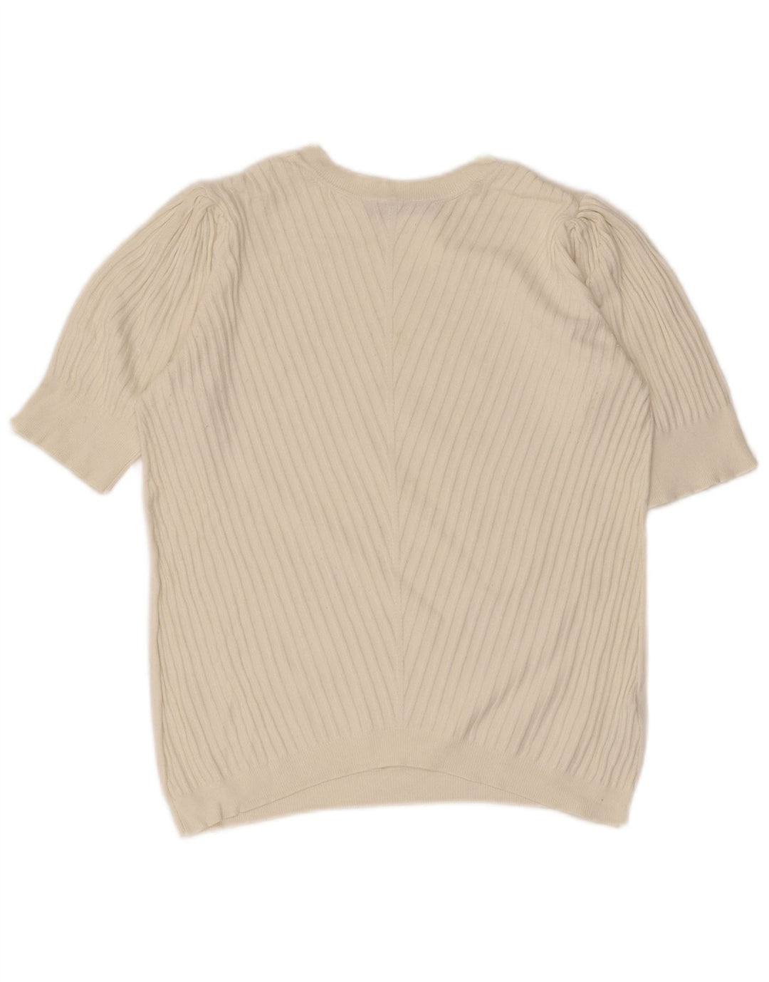 Marks & Spencer Womens Crop Crew Neck Jumper Sweater UK 10 Small Off White