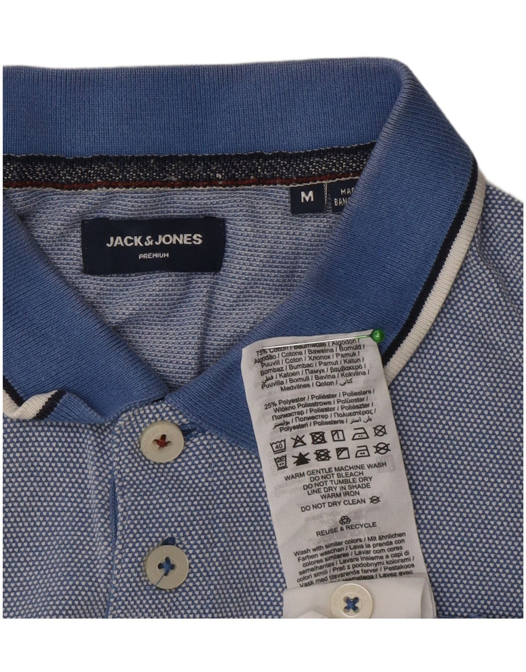 Jack & Jones Mens Polo Shirt Medium Blue Cotton