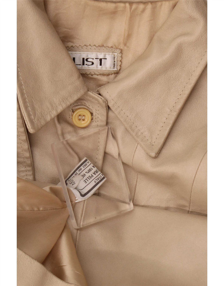Vintage Womens Leather Jacket IT 46 Large Beige