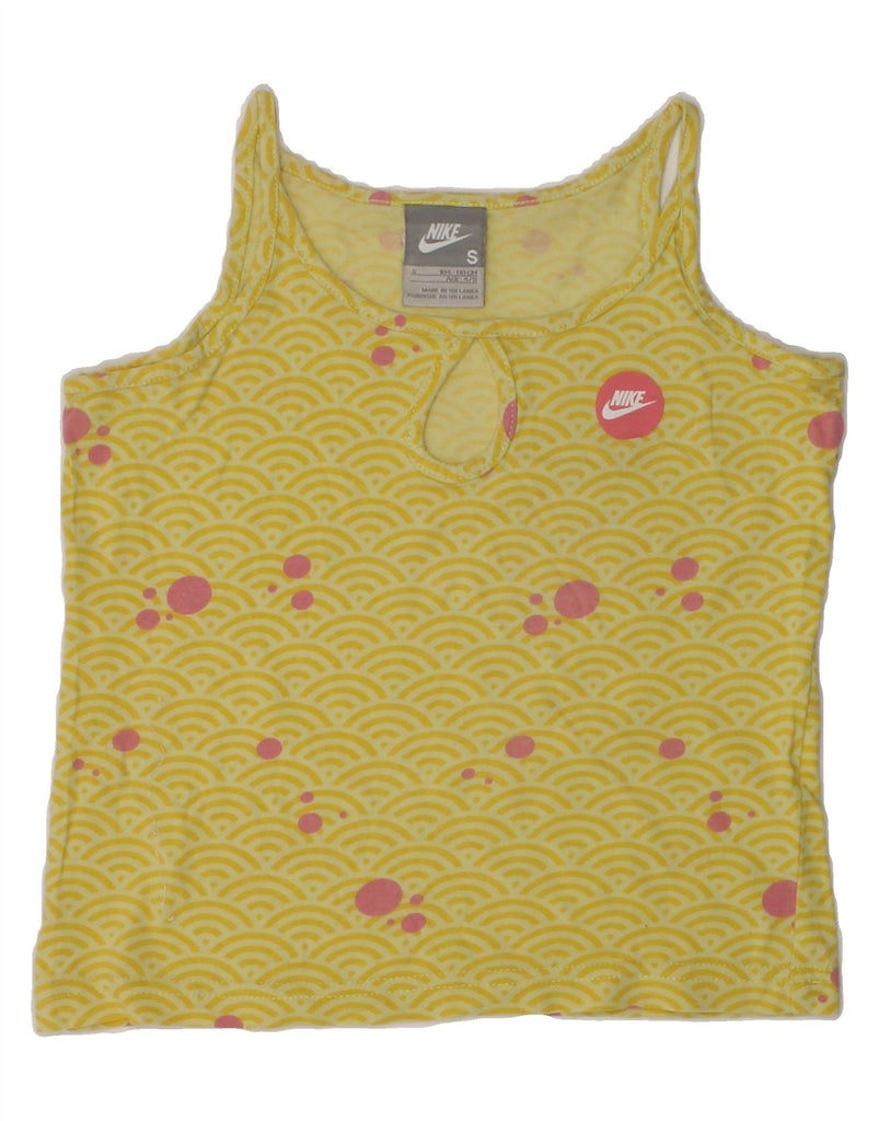 NIKE Girls Cami Top 4-5 Years Small  Yellow Spotted | Vintage Nike | Thrift | Second-Hand Nike | Used Clothing | Messina Hembry 