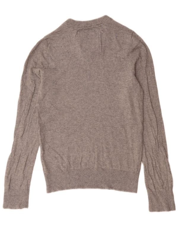 Abercrombie & Fitch Mens Muscle V-Neck Jumper Sweater Small Grey Cotton