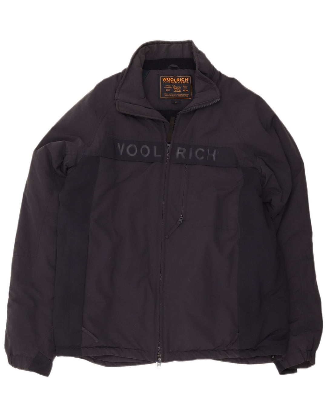 Woolrich Mens Graphic Windbreaker Jacket UK 40 Large Navy Blue Nylon