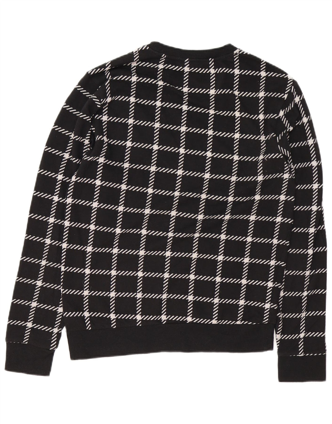 CALVIN KLEIN Mens Graphic Sweatshirt Jumper Small Black Check Cotton