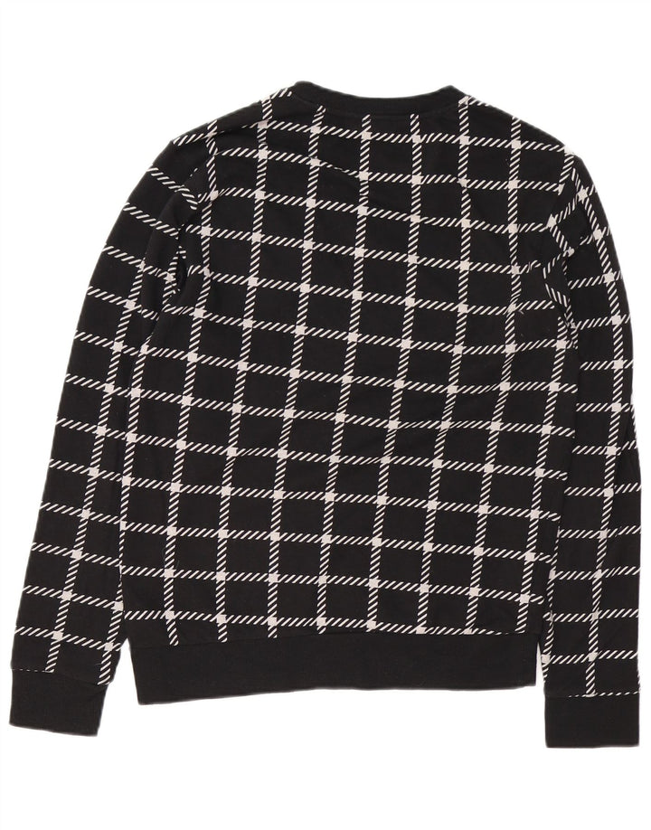 CALVIN KLEIN Mens Graphic Sweatshirt Jumper Small Black Check Cotton