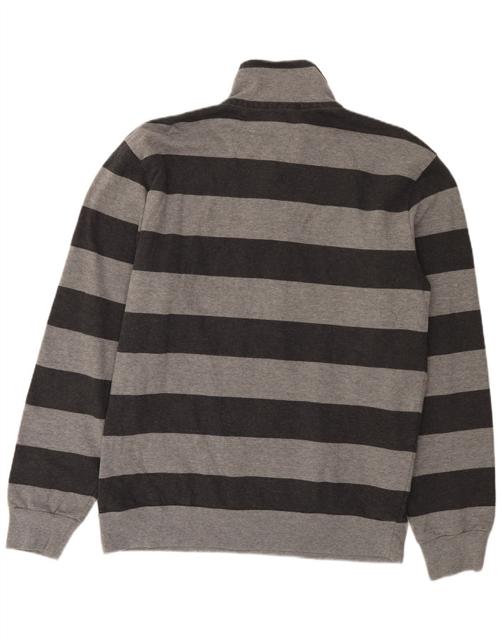 North Sails Mens Button Neck Sweatshirt Jumper 2XL Grey Striped Cotton
