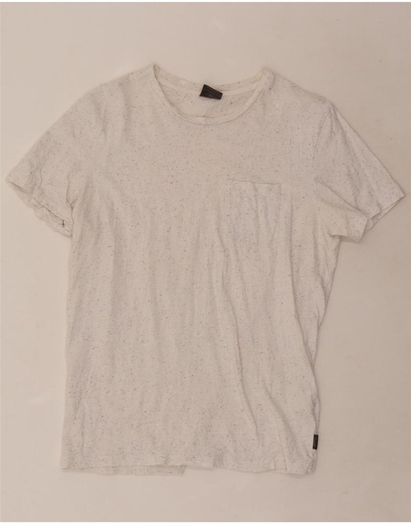 Jack & Jones Mens T-Shirt Top Medium White Flecked Cotton