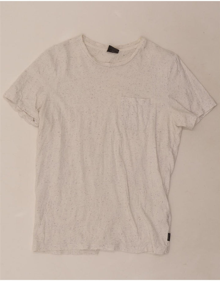 Jack & Jones Mens T-Shirt Top Medium White Flecked Cotton